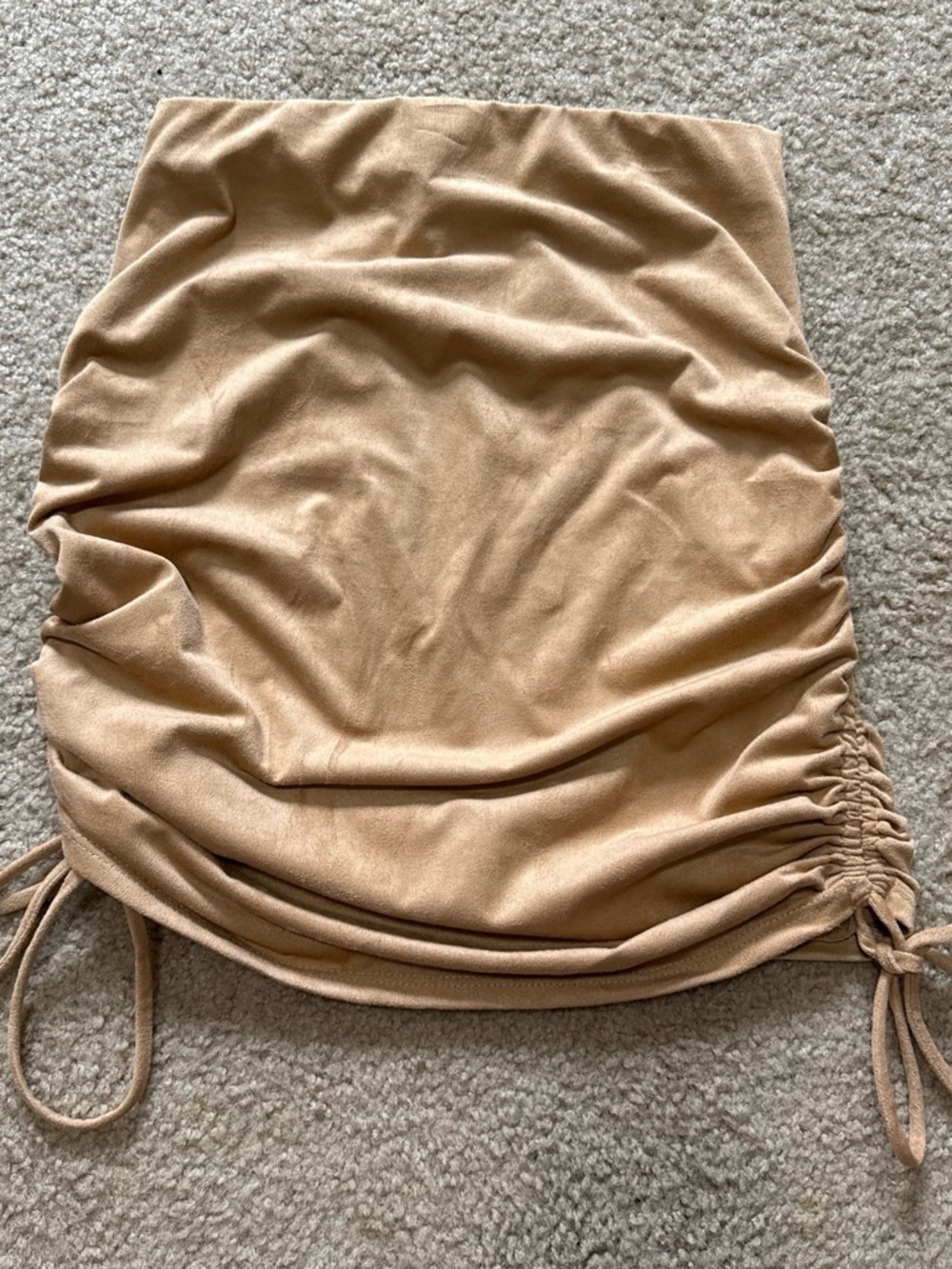 Tan Ruched Mini Skirt